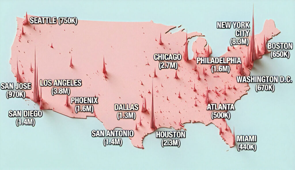 USA by Major Cities